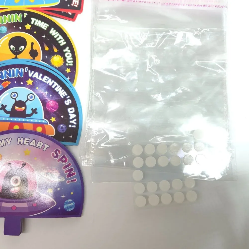 Pop Fidget Spinner Valentine Cards Set Alien Outer Space Classroom Favor Lot 22